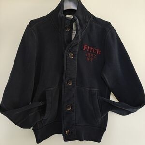 Abercrombie & Fitch Dark Blue Button Up Sweatshirt Jacket